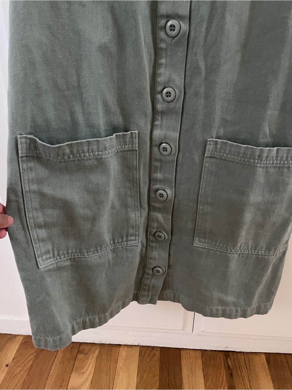 Jungmaven Olive Green Sleeveless Button-Front Mini Dress — image 4 of 5